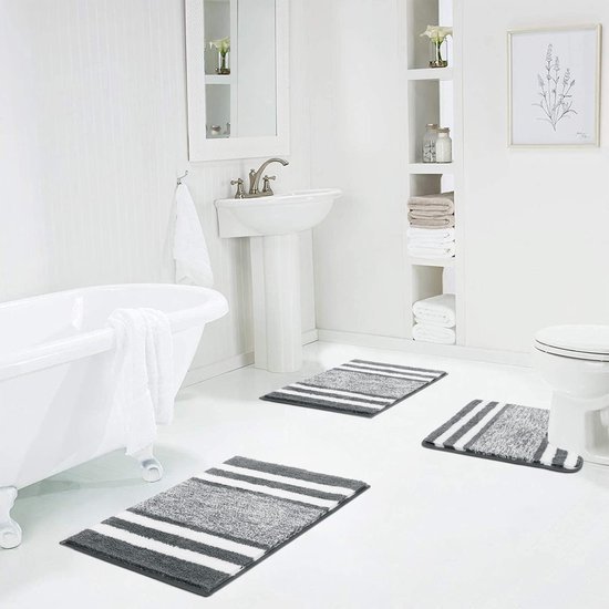 Unyqoos® Twee Rechthoekige Badmatten en Toiletmatset met Luxe Hoogpolig Comfort voor Badkamer