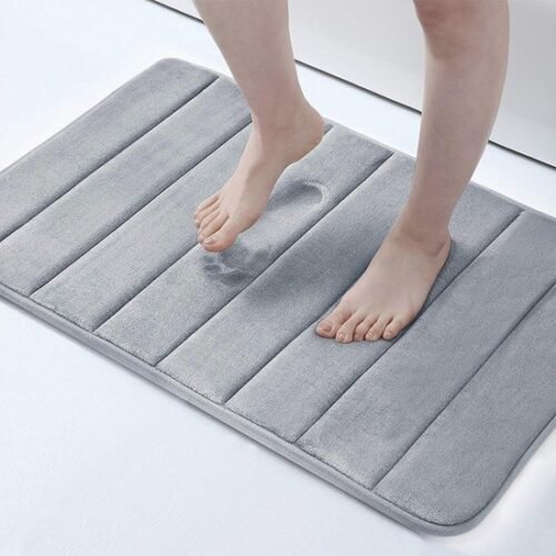 Unyqoos® Grijze badmat van memoryfoam 60 x 40 cm met antislip en snelle droging