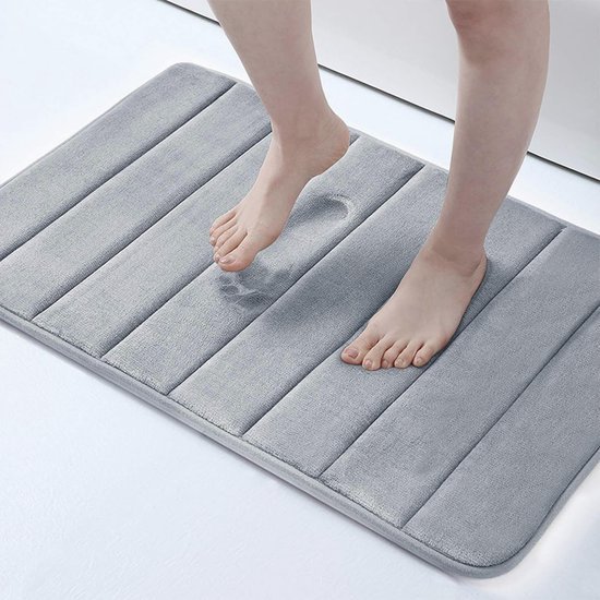 Unyqoos® Grijze badmat van memoryfoam 60 x 40 cm met antislip en snelle droging