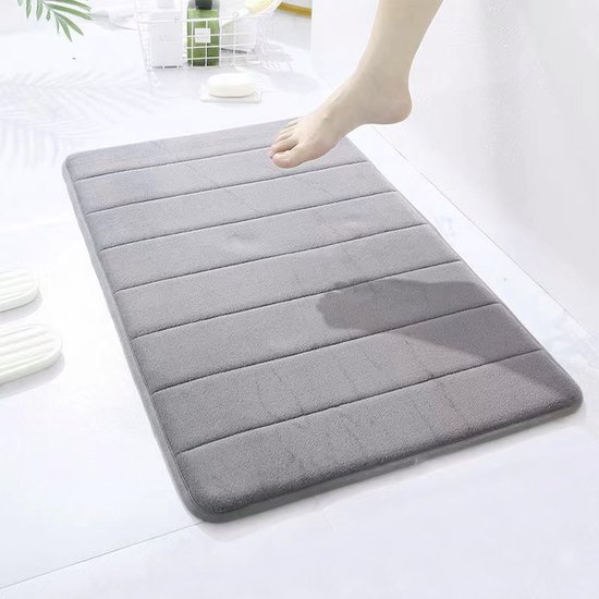 Unyqoos® Grijze badmat van memoryfoam 60 x 40 cm met antislip en snelle droging