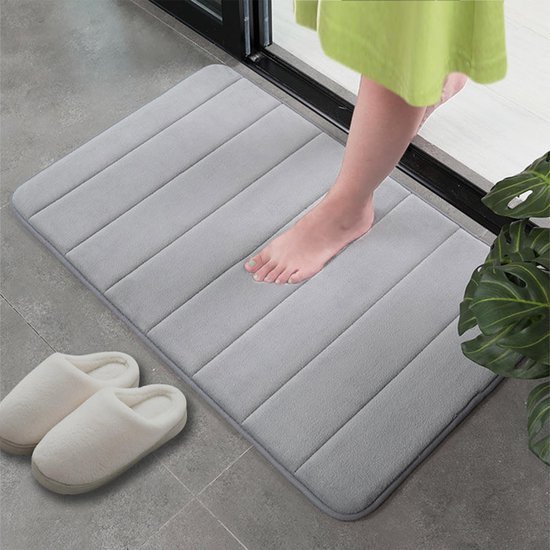 Unyqoos® Grijze badmat van memoryfoam 60 x 40 cm met antislip en snelle droging