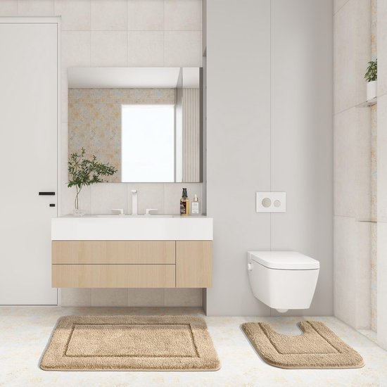 550x550-22837.jpg Unyqoos® Zachte en Absorberende Badmatset met Antislip voor Badkamer en Toilet