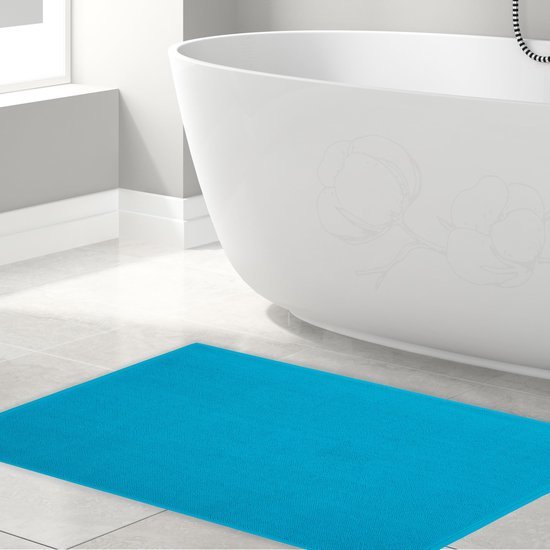 Unyqoos® Zachte en Absorberende Badmat van 100% Katoen voor de Badkamer, Antislip en Wasbaar in Turquoise