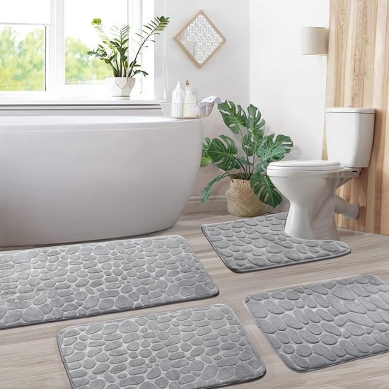 550x550-22857.jpg Unyqoos® Deluxe 4-delige Badmatset met Antislip en Wasbare Traagschuim Comfort in Diverse Maten
