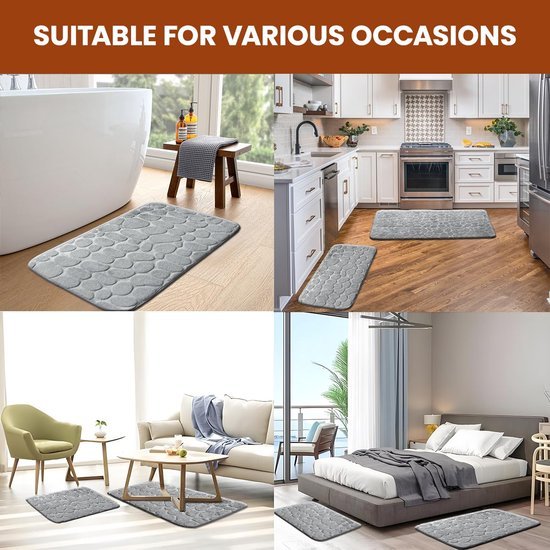 550x550-22860.jpg Unyqoos® Deluxe 4-delige Badmatset met Antislip en Wasbare Traagschuim Comfort in Diverse Maten