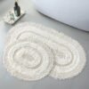 550x550-22861.jpg Unyqoos® Set van twee ovale crèmekleurige badmatten voor badkamer en toilet