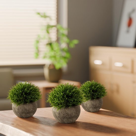 Unyqoos® Set van 3 levensechte decoratieve planten in potten voor elk interieur