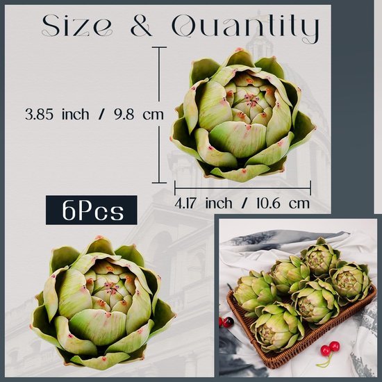 550x550-22876.jpg Unyqoos® Set van 6 Realistische Kunstmatige Artisjokken voor Decoratie en Styling