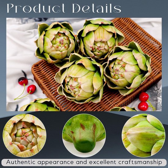 550x550-22878.jpg Unyqoos® Set van 6 Realistische Kunstmatige Artisjokken voor Decoratie en Styling