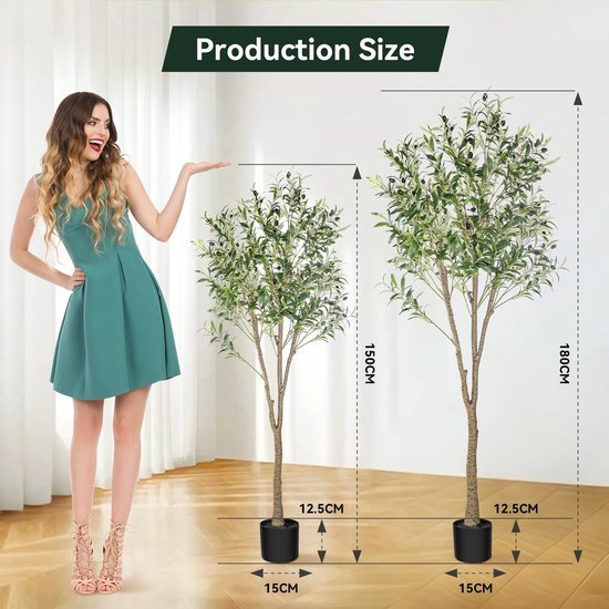 Unyqoos® Grote kunstmatige olijfboom in pot voor binnen- en buitendecoratie