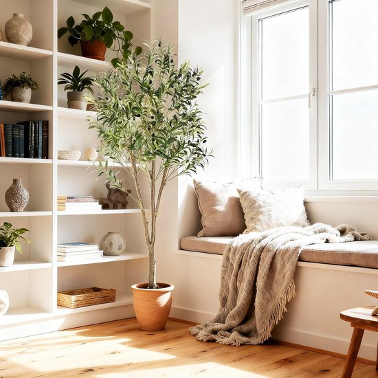 Unyqoos® Grote kunstmatige olijfboom in pot voor binnen- en buitendecoratie