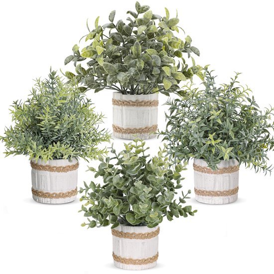 550x550-22917.jpg Unyqoos® Set van vier decoratieve kunstplanten in grijze pot voor elke ruimte, grijs, 23 cm, 4 stuks