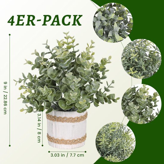 550x550-22918.jpg Unyqoos® Set van vier decoratieve kunstplanten in grijze pot voor elke ruimte, grijs, 23 cm, 4 stuks
