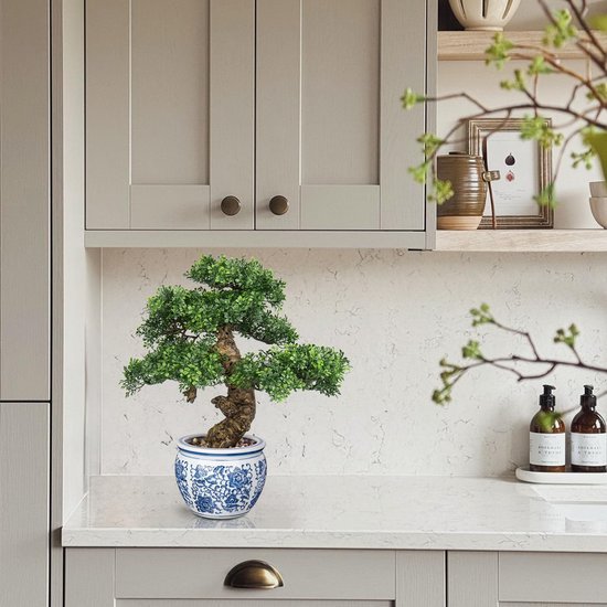 Unyqoos® Levensechte kunstbonsai met keramische pot voor stijlvolle interieurdecoratie
