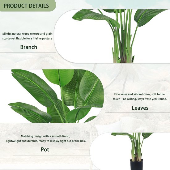 Unyqoos® Grote decoratieve kunstplant met realistische bladeren voor binnenruimtes