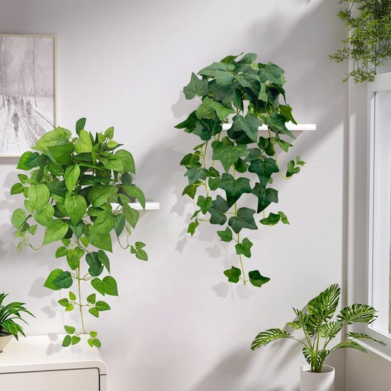 Unyqoos® Set van drie decoratieve kunsthangplanten met pot voor binnen en buiten