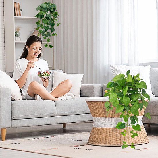Unyqoos® Set van drie decoratieve kunsthangplanten met pot voor binnen en buiten