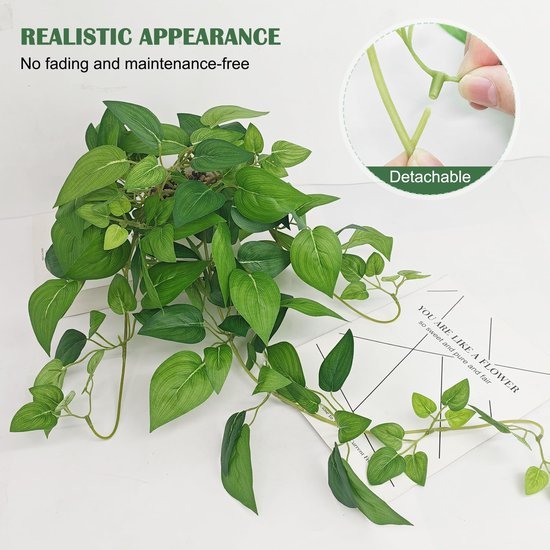 Unyqoos® Set van drie decoratieve kunsthangplanten met pot voor binnen en buiten