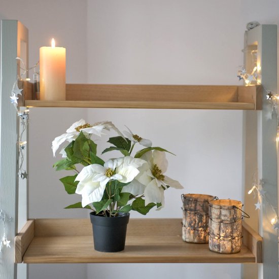 Unyqoos® Realistisch ogende witte kerstster in pot voor feestelijke decoratie