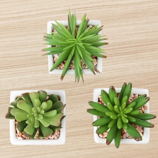 550x550-23087.jpg Unyqoos® Set van 3 realistische kunstvetplanten in keramische pot voor interieurdecoratie, groente, 14cm, 3 stuks