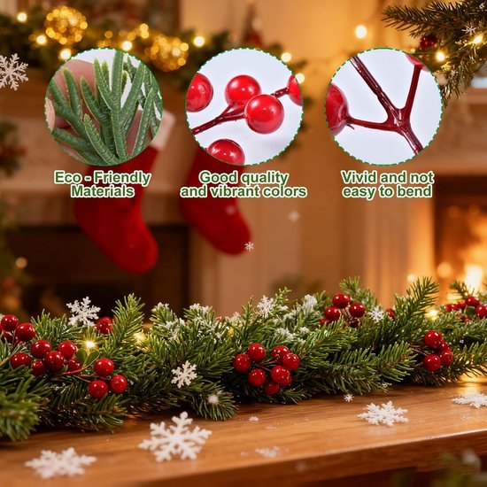 550x550-23111.jpg Unyqoos® Set van 60 Kunstkerstdecoraties met Dennentakken en Rode Bessen, rood, 15 cm