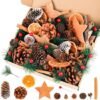 Unyqoos® Complete set voor kerstdecoratie met natuurlijke materialen en kunsttakken