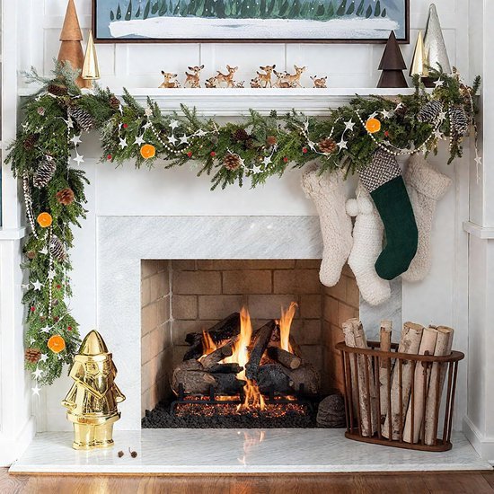 Unyqoos® Complete set voor kerstdecoratie met natuurlijke materialen en kunsttakken