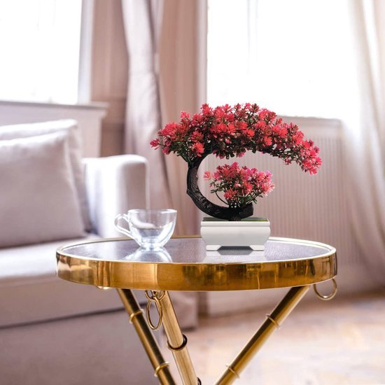 Unyqoos® Decoratieve kunstbonsai in magenta voor huis, kantoor en slaapkamer