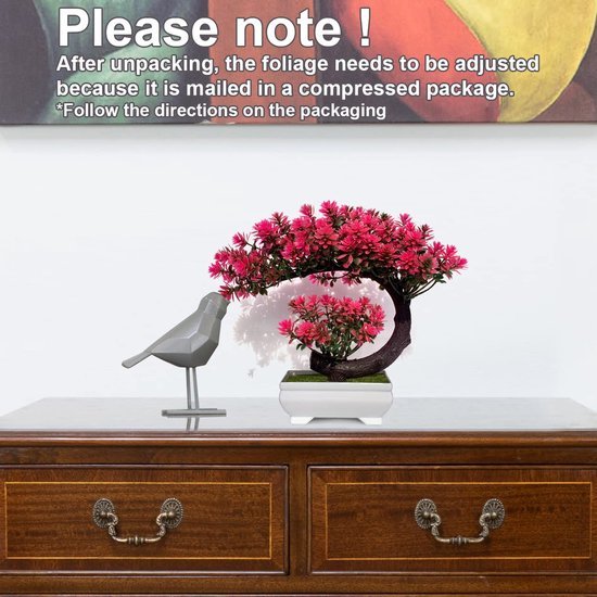 Unyqoos® Decoratieve kunstbonsai in magenta voor huis, kantoor en slaapkamer