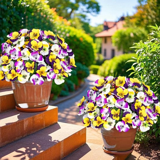 Unyqoos® Realistische kunstbloemen voor binnen en buiten in levendige gele en witte tinten
