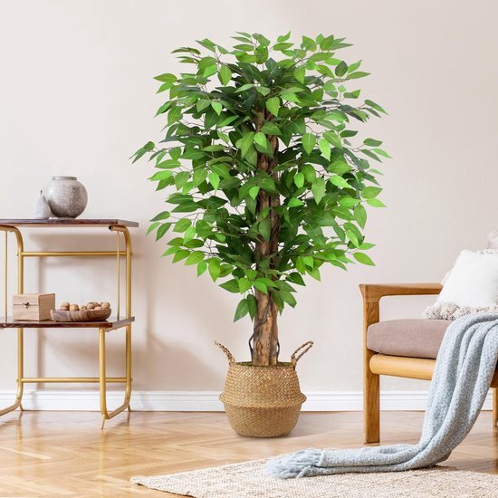 Unyqoos® Grote levensechte kunstficusboom voor interieur en exterieur decoratie, groente,120cm