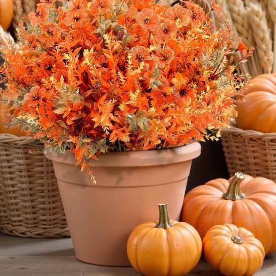Unyqoos® Set van 24 Bundels Realistische Kunstbloemen voor Herfstdecoratie Buiten