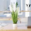 Unyqoos® Decoratief kunstgras in elegante witte keramische pot van 56 cm hoogte