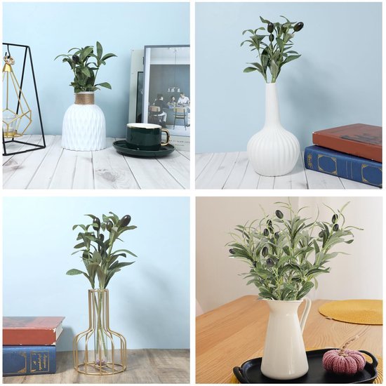 Unyqoos® Set van 10 Realistische Kunst Olijftakken voor Decoratie Binnen en Buiten, 30 cm