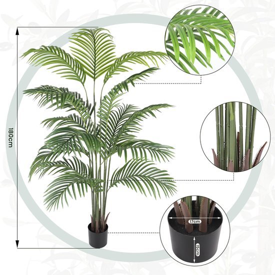 Unyqoos® Grote kunstpalm van 180 cm voor stijlvolle decoratie in elke ruimte