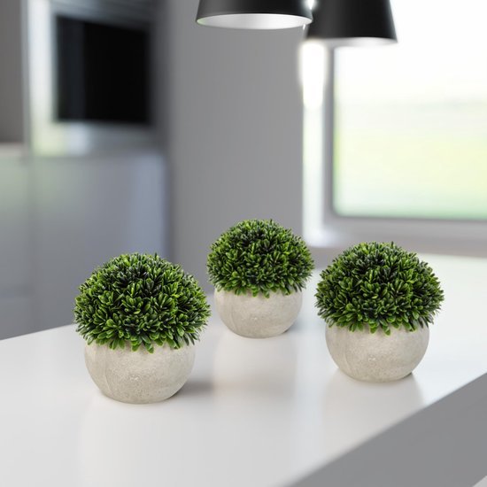 Unyqoos® Decoratieve set van drie realistische kunstplanten in potten