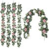 Unyqoos® Set van 4 kunstbloemenguirlandes met rozen en dahlia's voor decoratie