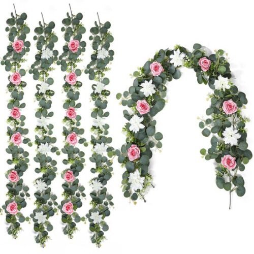 550x550-23248.jpg Unyqoos® Set van 4 kunstbloemenguirlandes met rozen en dahlia's voor decoratie