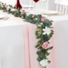 Unyqoos® Set van 4 kunstbloemenguirlandes met rozen en dahlia's voor decoratie