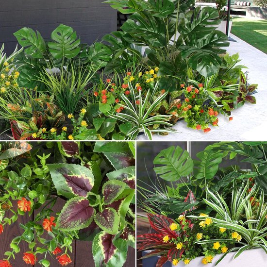 Unyqoos® Weerbestendige kunstplanten set voor tuin, balkon en interieur decoratie