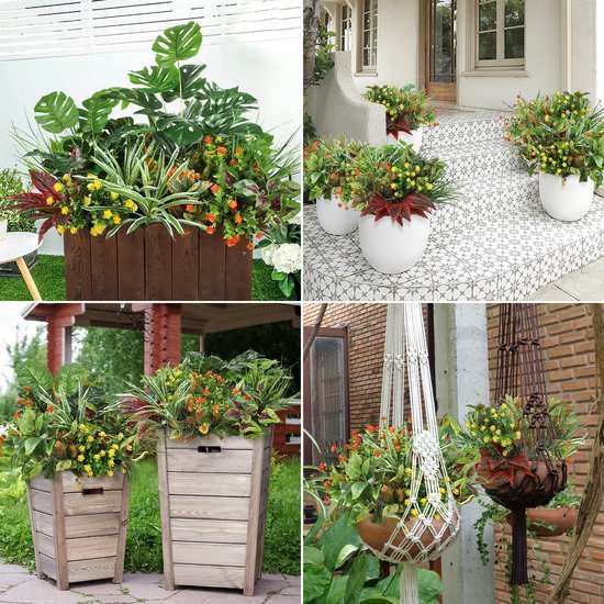 Unyqoos® Weerbestendige kunstplanten set voor tuin, balkon en interieur decoratie