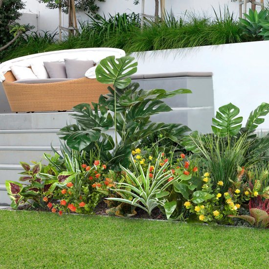 Unyqoos® Weerbestendige kunstplanten set voor tuin, balkon en interieur decoratie