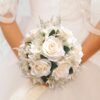 Unyqoos® Handgemaakte bruidsboeket met zijde bloemen en decoratieve linten