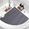 Unyqoos® Grijze driehoekige antislip douchemat met zuignappen en schimmelbestendig ontwerp