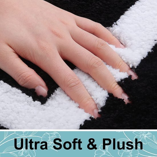 550x550-23388.jpg Unyqoos® Zwarte hoogpolige badmat met antislip en wasbare microvezels 60x120 cm