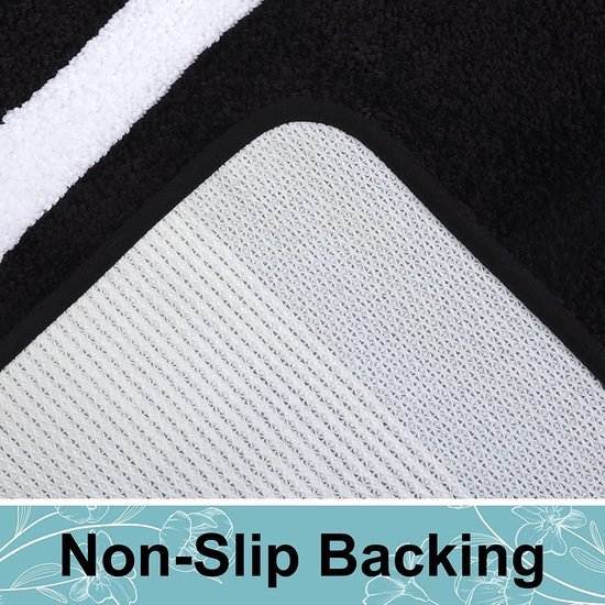 550x550-23390.jpg Unyqoos® Zwarte hoogpolige badmat met antislip en wasbare microvezels 60x120 cm