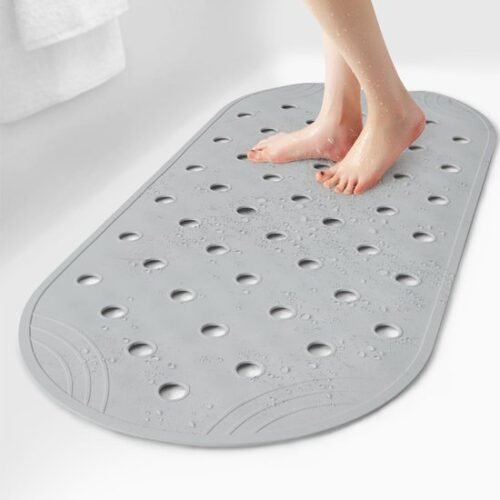 Unyqoos® Grijze antislip badmat voor douche en badkuip met afvoergaten