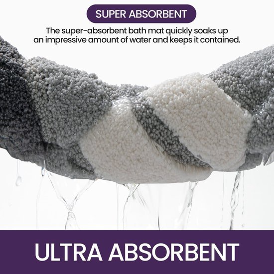 Unyqoos® Zachte Antislip Badmat met Hoge Absorptiecapaciteit voor Comfortabele Badkamervloeren
