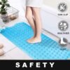 Unyqoos® Extra Lange Antislip Douchemat, Schimmelbestendig en Machinewasbaar, 100 x 40 cm, Transparant Blauw