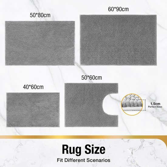 Unyqoos® Absorberende badmat grijs 50 x 80 cm voor comfort en stijl
